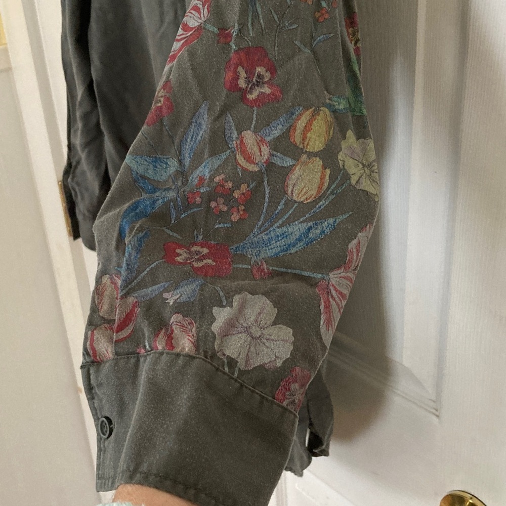 Desigual Dark Green Floral Embroidered Shirt - Picture 6 of 8